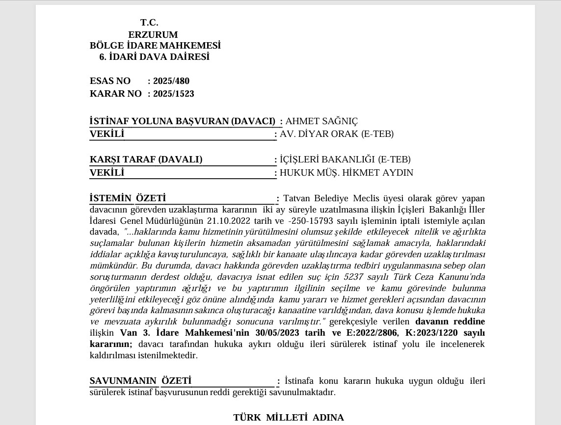 Seçmen iradesine müdahaleye Anayasal engel: Tatvan’dan emsal karar

Erzurum Bölge İdare Mahkemesi, Türkiye’de tartışmalı 'kayyum uygulamaları'na dair önemli bir emsal karara imza attı. 

2019 yerel seçimlerinden sonra Tatvan Belediyesinin meclis çoğunluğunu kazanan HDP'nin 9