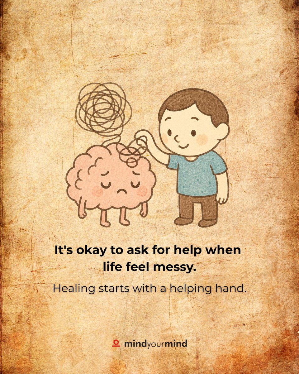 mindyourmind_ca's tweet image. When your thoughts feel tangled and heavy, remember you don’t have to face it alone. Reaching out doesn’t make you weak; it makes you human❤️ Let’s keep showing up for ourselves and each other.🫂
 #MentalHealthMatters #ItsOkayToAskForHelp #YouAreNotAlone #mindyourmind #canada