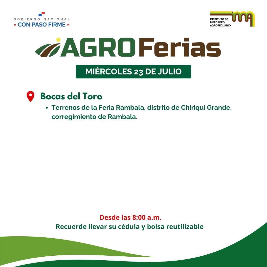 IMA_Pma's tweet image. Aquí están las agroferias del IMA programadas para el miércoles 23 de julio.
📍Verifica la sede de cada feria
⏰Todas inician desde las 8:00 a.m.
♻️Recuerda llevar bolsa reutilizable y la cédula.
Apoya lo local, nuestra feria, nuestro orgullo.
#ConPasoFirme