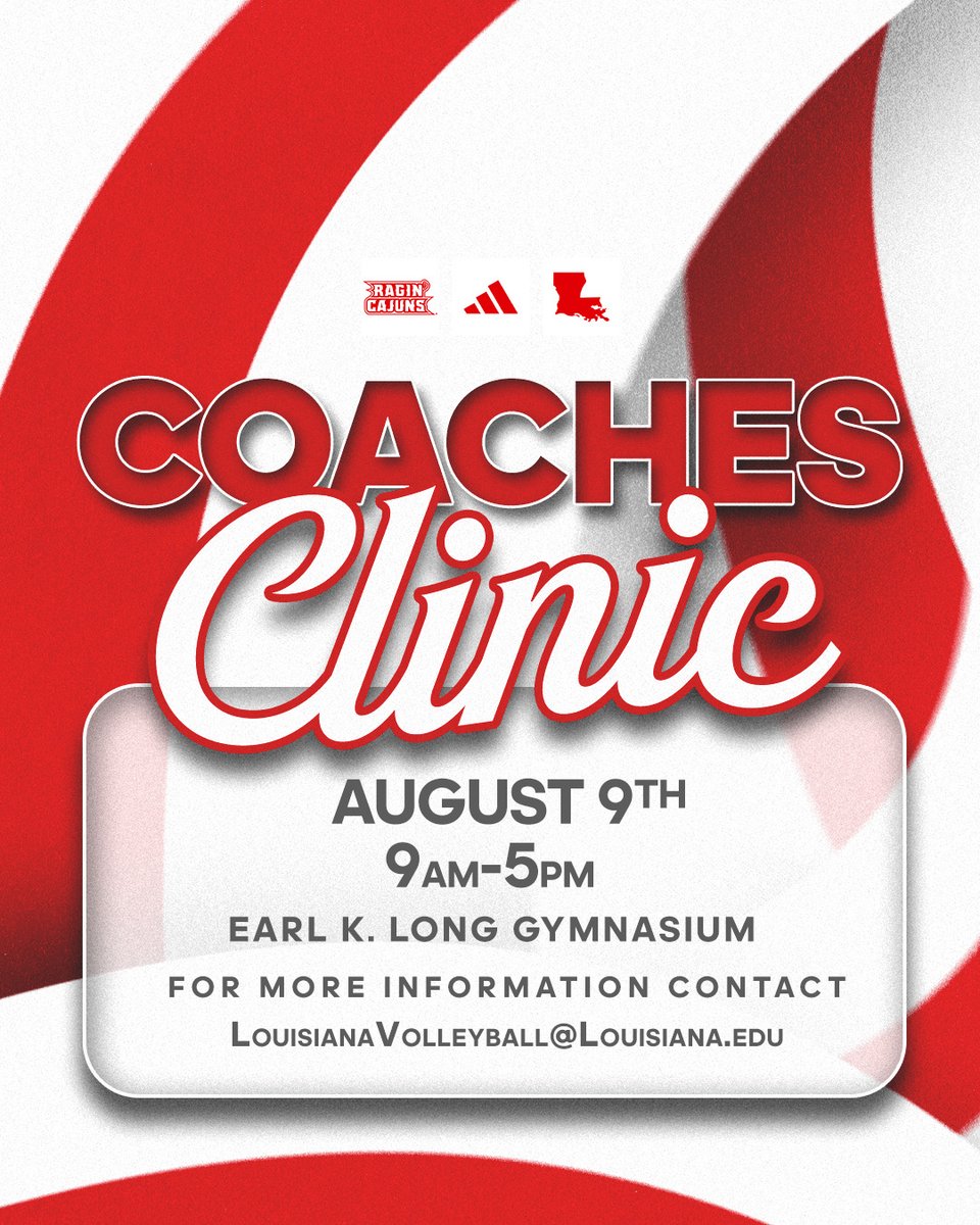 RaginCajunsVB's tweet image. Collaborate. 𝗚𝗿𝗼𝘄 𝘁𝗵𝗲 𝗚𝗮𝗺𝗲. 🏐🤝
📋 𝗥𝗲𝗴𝗶𝘀𝘁𝗲𝗿: ragncaj.co/VBcoachclinic
ℹ️ 𝗜𝗻𝗳𝗼: LouisianaVolleyball@louisiana.edu
#GeauxCajuns