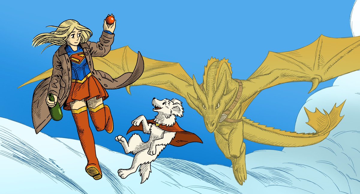 saran_kit's tweet image. The girl, her dog and her dragon