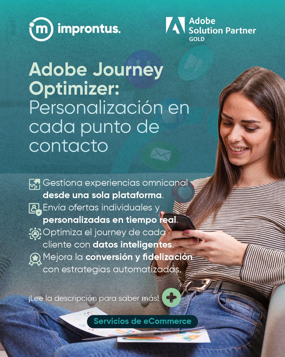 Improntus_'s tweet image. 🌍 Optimización omnicanal en tiempo real: conecta cada punto del recorrido de tu cliente.
📩 Da el siguiente paso hacia la personalización inteligente.
Conversemos → improntus.com/contacto/?utm_…

#adobepartner #improntus #elevatingdigitalexperience #adobecommerce