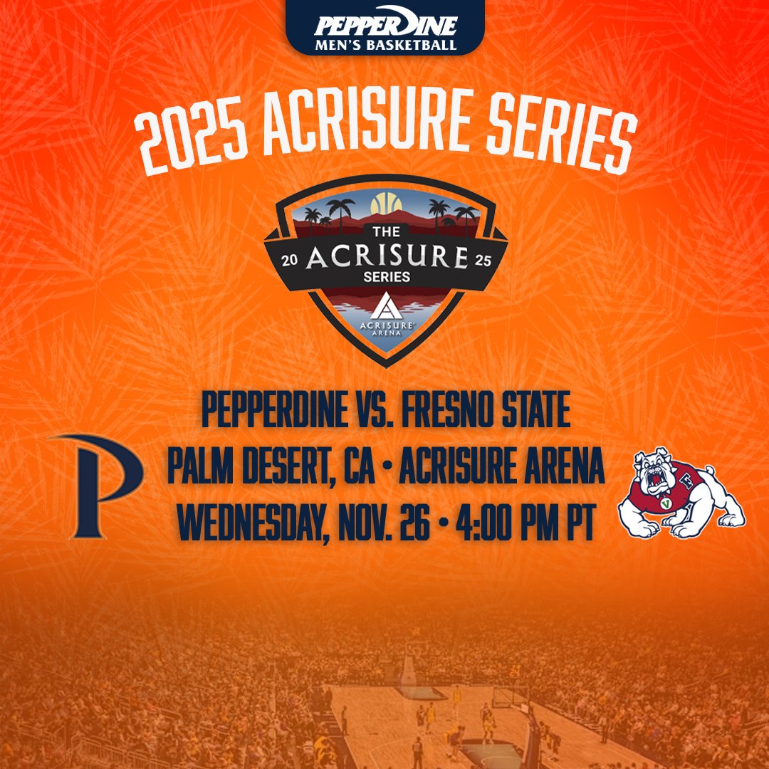 PepperdineMBB's tweet image. Our matchup is set for the 2025 @AcrisureSeries 👀
We'll take on Fresno State on Thanksgiving Eve from @AcrisureArena!
🔗: gowav.es/4lZ9ZmA
#MakeWaves
