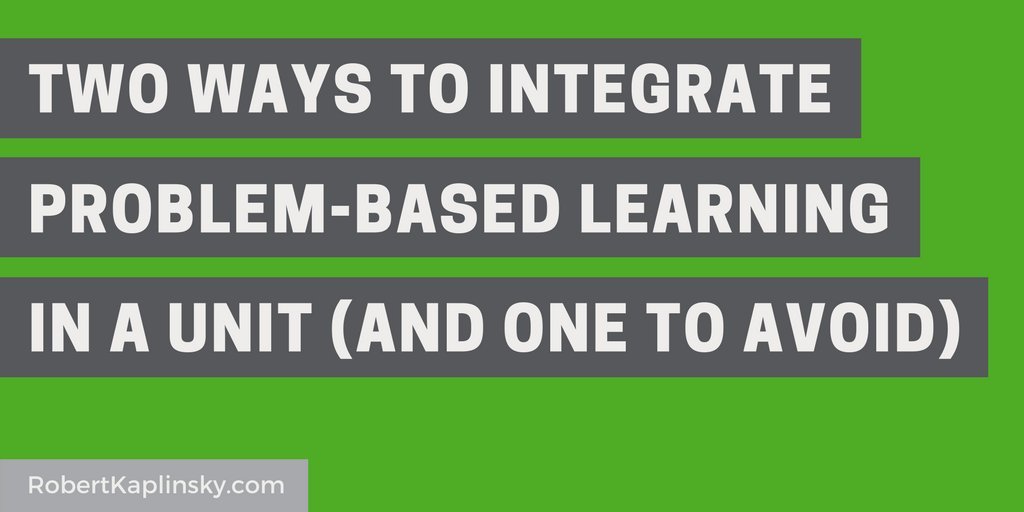 robertkaplinsky's tweet image. Wondering about how to integrated problem-based lessons into your curriculum? Here are two ways to do it and one to avoid.
robertkaplinsky.com/two-ways-integ…