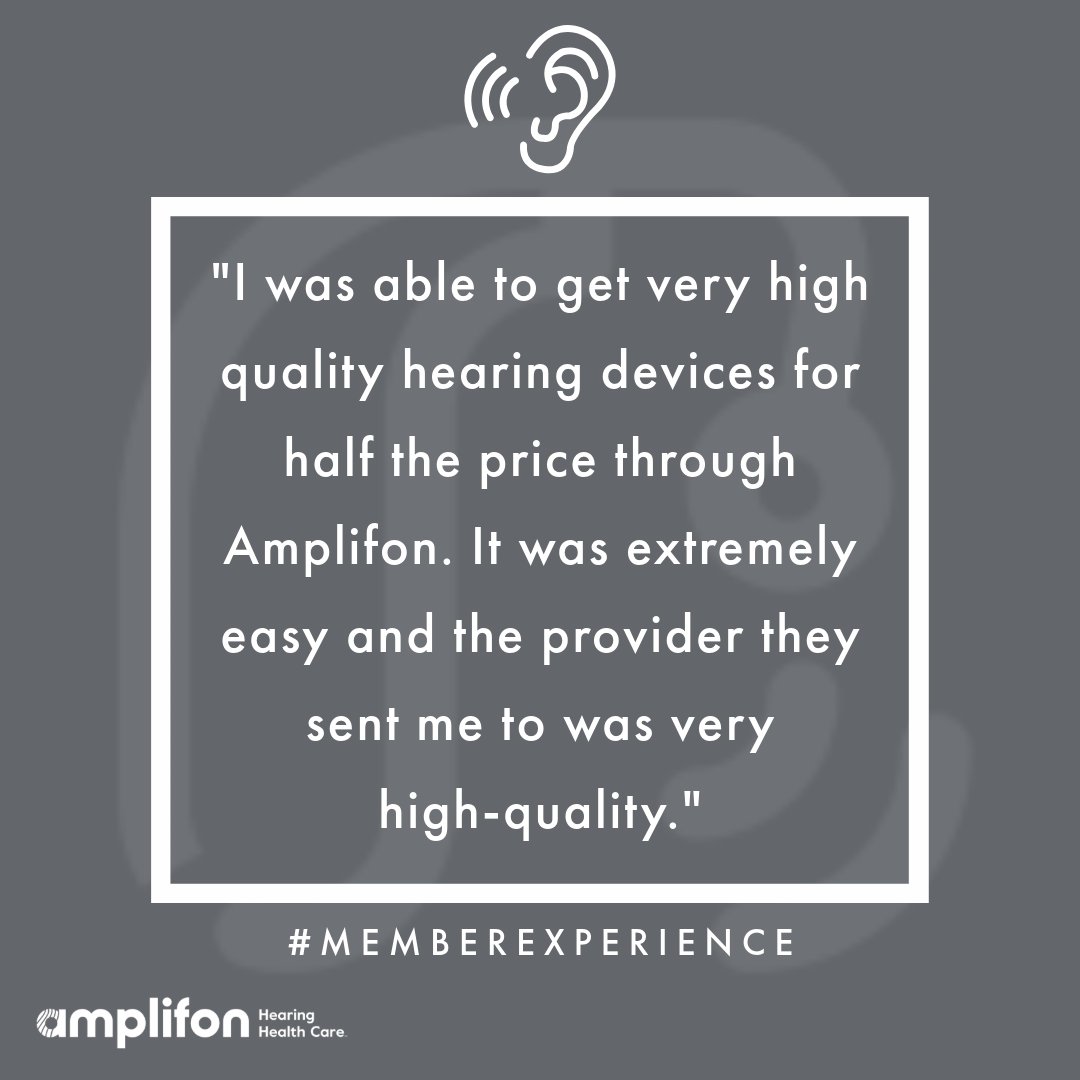 We love hearing from satisfied members! One customer was able to purchase quality hearing aids through Amplifon for half the expected price. Have you or your employees been surprised by the service through your hearing benefits plan? Let us know below! #HearingCare #MemberStories