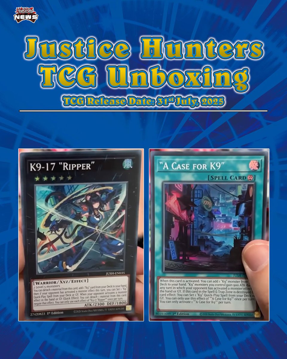 ❰𝗝𝘂𝘀𝘁𝗶𝗰𝗲 𝗛𝘂𝗻𝘁𝗲𝗿𝘀❱
Konami released the TCG unboxing for Justice Hunters today❗️Here’s a first look at a few of the cards from the set. ✨

Source: RevzCardsUK, HeroVoltsy

#遊戯王 #YuGiOh #유희왕