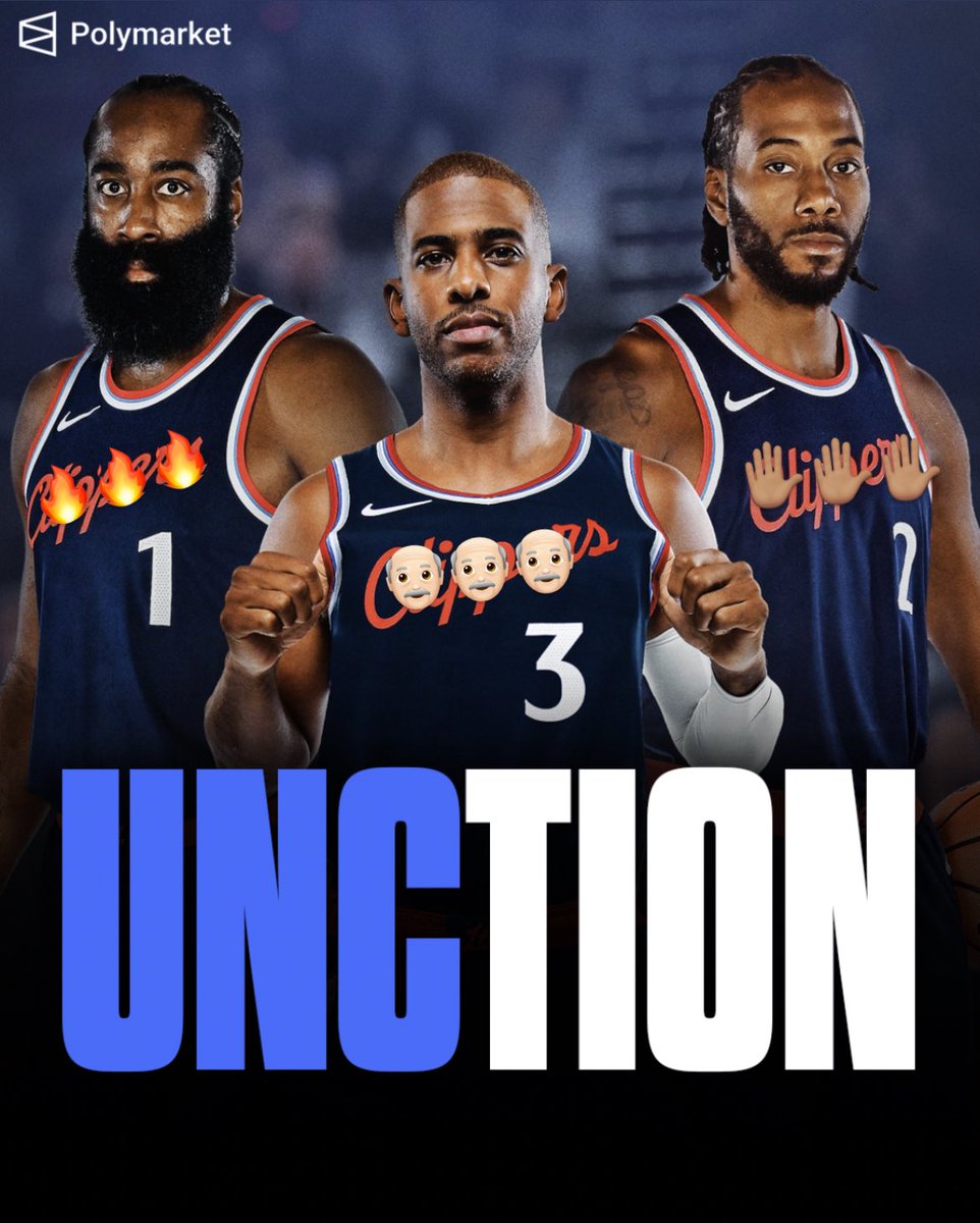PolymarketSport's tweet image. This team would win 70 games in 2017
Who’s stopping CP3, Kawhi and Harden in the big 2025?