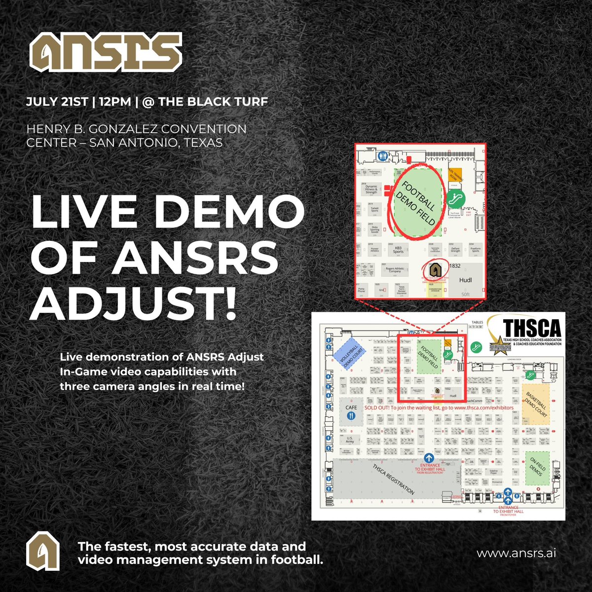 ANSRSFB's tweet image. TODAY at Noon! 🏈📹💥 join us for a LIVE demonstration of ANSRS Adjust In-Game video capabilities with three camera angles in real time!
⏰ July 21st @ 12pm 
📍The Black Turf