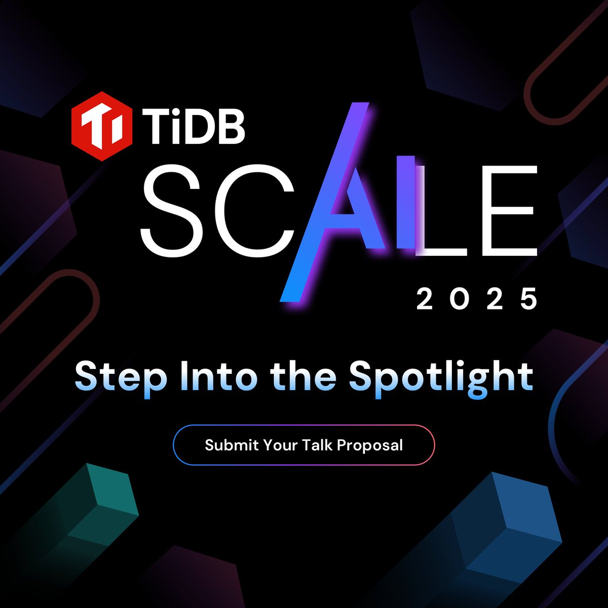 📣 There’s still time!

Submit your talk proposal for TiDB SCaiLE 2025—our flagship conference for builders, operators &amp; AI infra leaders ➡️ hubs.ly/Q03vtgfm0

🗓️ Oct 7–8 | Mountain View, CA

#TiDBSCaiLE #DistributedSQL #AI #GenAI