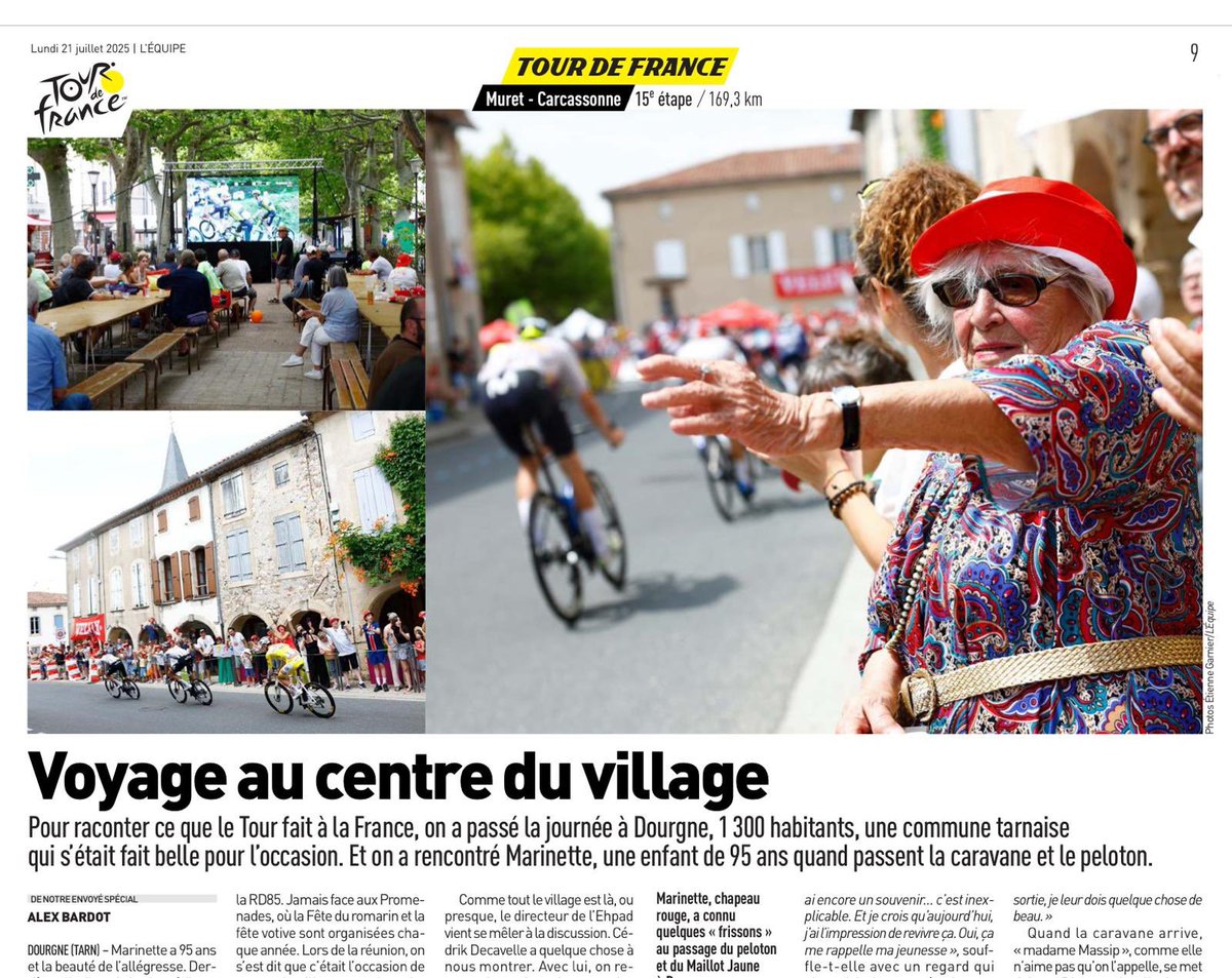 Carole Delga (@caroledelga) on Twitter photo « On voulait voir ce que le Tour fait à la France et Marinette est apparue ». Magnifique reportage à #Dourgne, dans le #Tarn, qui montre tout ce que <a href="/LeTour/">Tour de France™</a> apporte en belles histoires, en émotion, en joie, en popularité, en solidarité à notre pays.
Aujourd’hui dans <a href="/lequipe/">L'Équipe</a> ⬇️ « On voulait voir ce que le Tour fait à la France et Marinette est apparue ». Magnifique reportage à #Dourgne, dans le #Tarn, qui montre tout ce que <a href="/LeTour/">Tour de France™</a> apporte en belles histoires, en émotion, en joie, en popularité, en solidarité à notre pays.
Aujourd’hui dans <a href="/lequipe/">L'Équipe</a> ⬇️
