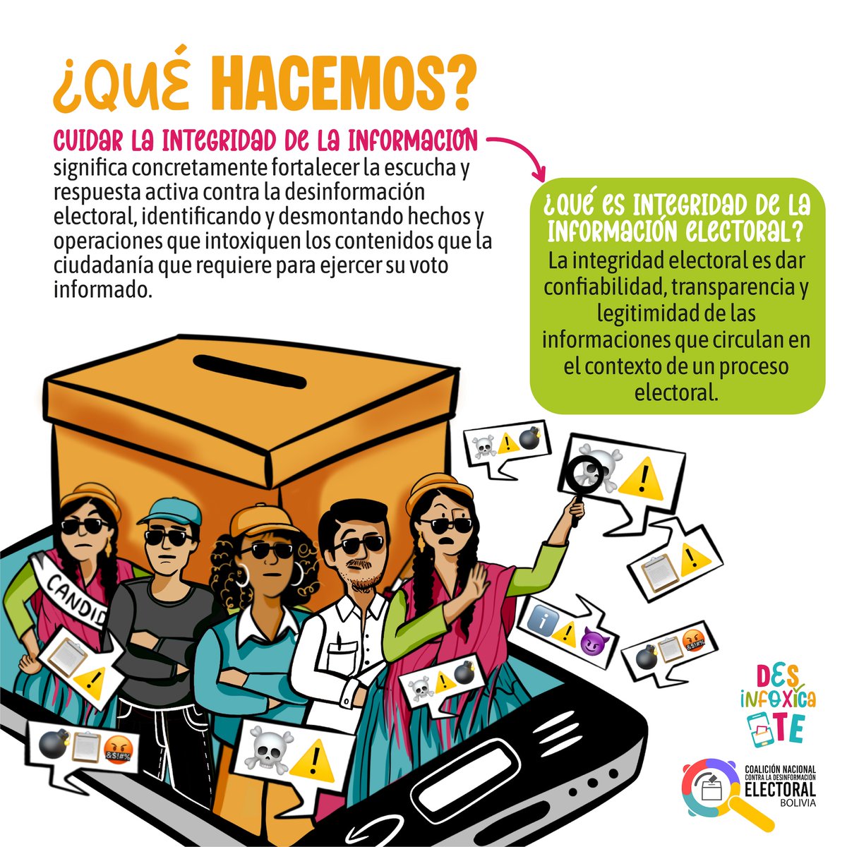 LabTecnoSocial's tweet image. 🇧🇴🗳 Considerando los riesgos que representa la #desinformacion para las #EleccionesBolivia2025, muchas organizaciones de la sociedad civil sumamos esfuerzos y poner en funcionamiento la primera Coalición Nacional contra la Desinformación Electoral en Bolivia.   

Conócenos 🤖👇.