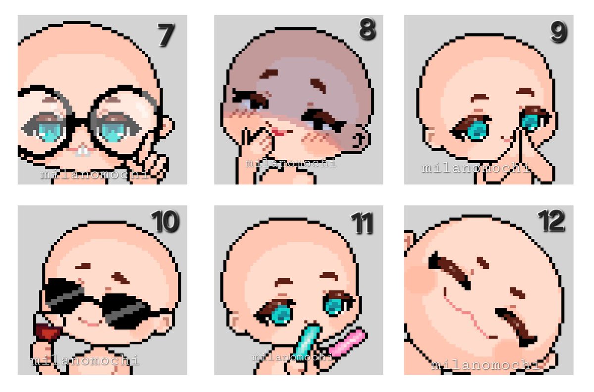 Milas_artworks's tweet image. More finished emote YCH bases for my Vgen. I got 10 more to draw and then I will animate #pixelart #vtuber #ENVtuber