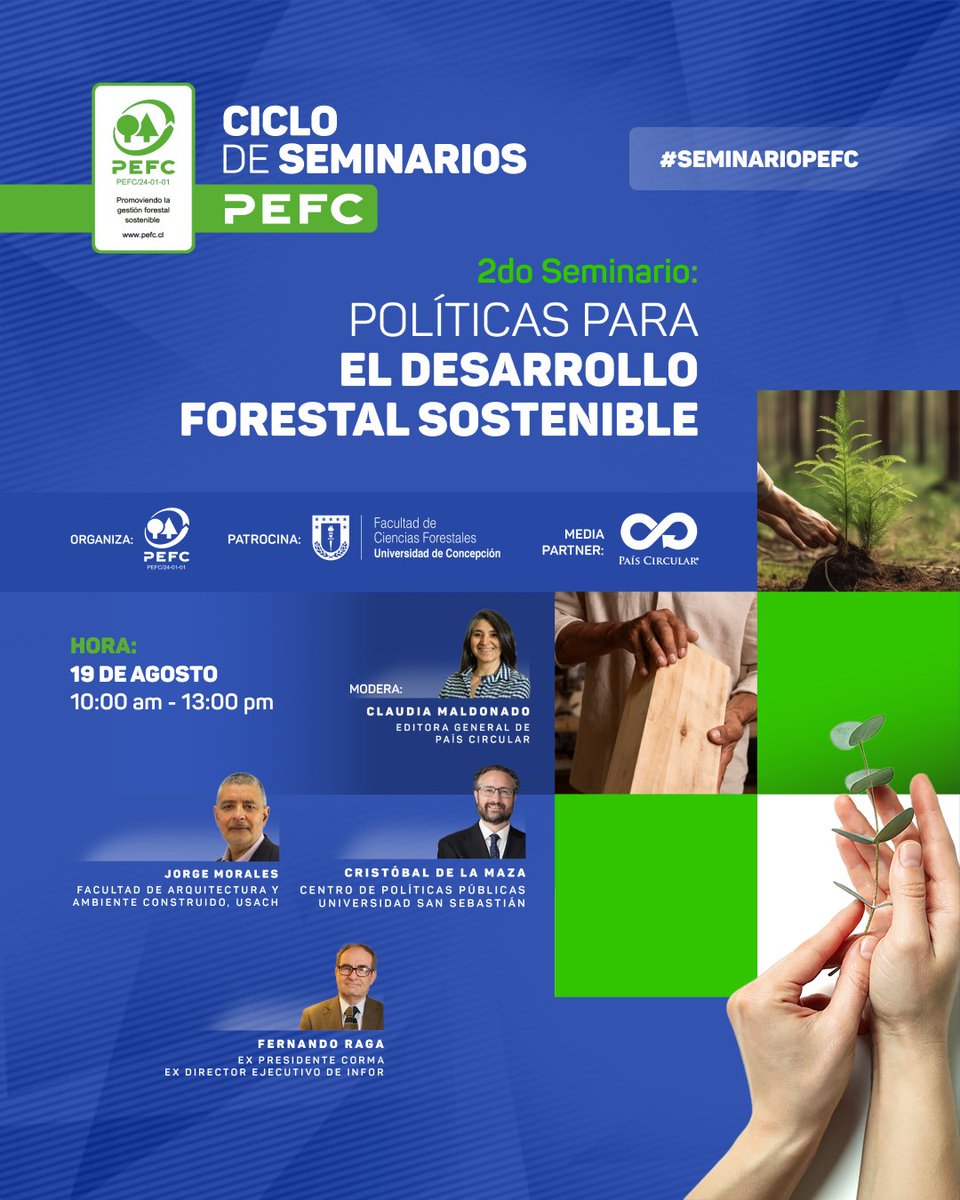 📢 Inscríbete al 2do Seminario PEFC:
Políticas para el desarrollo forestal sostenible 🌳🌎

🔗 Conoce a los ponentes, revisa el programa e inscríbete en:
pefcchile.cl/2do-SeminarioP…

#SeminarioPEFC #GestiónForestal #Sostenibilidad #PEFC