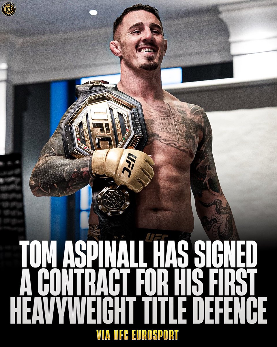 Home_of_Fight's tweet image. 🚨🏆 Tom Aspinall has officially signed the contract for his first heavyweight title defence
Aspinall says we can expect the fight soon👀
(via UFC Eurosport)