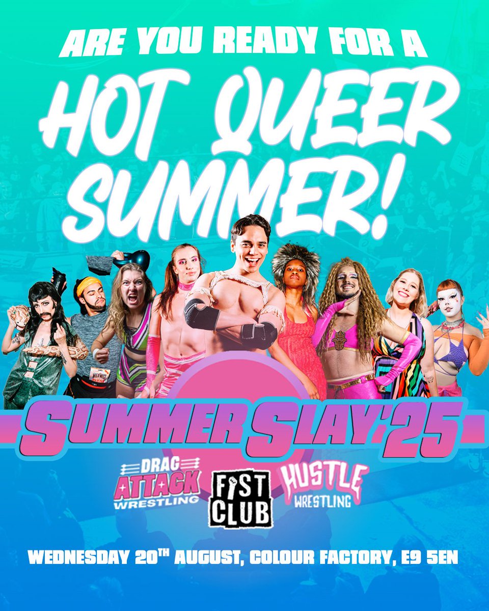 💥 DRAG ATTACK is hitting the road! 💥

We’re packing our bags and we’re taking over The Colour Factory, London on Wednesday 20th August for SummerSlay '25! 🏳️‍🌈

We’re teaming up with Fist Club &amp; Hustle Wrestling for one EPIC night!!

🎟️ TICKETS : outsavvy.com/event/28951/fi…