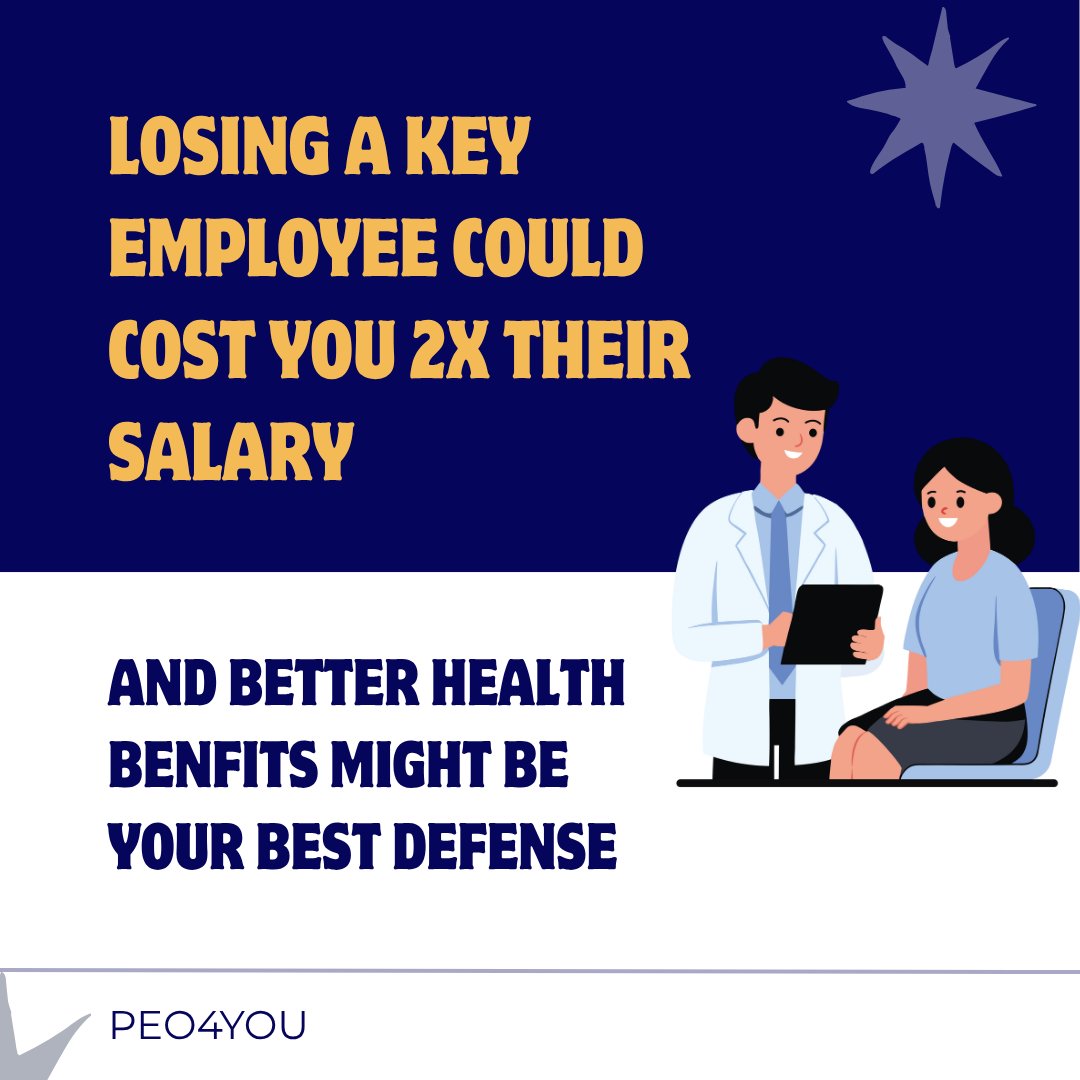 PEO4YOU's tweet photo. 🔑 Losing a Key Employee? It's More Costly Than You Think!
Replacing top talent could cost you 2X their salary. 😱 But there's a hidden solution: offering better health benefits might be your best defense against turnover. https://t.co/vWsFBafxEa