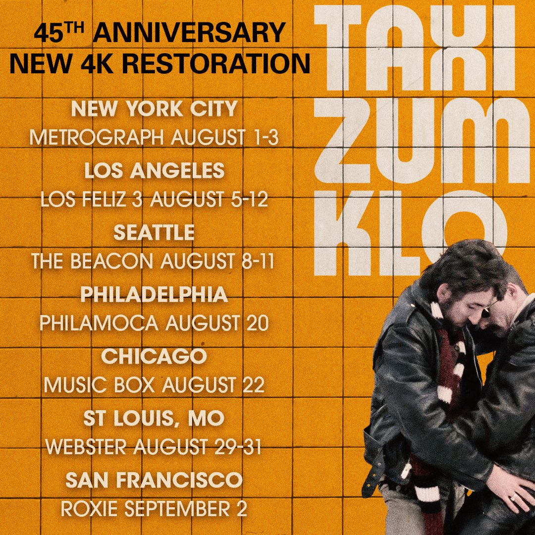 AltInnocence's tweet image. The 45th anniversary of the legendary TAXI ZUM KLO (TAXI TO THE TOILETS) in a new 4K restoration is so close we can taste it!! Frank Ripploh’s groundbreaking (and autobiographical) film offers a vivid, uncompromising portrait of queer life in West Berlin.
alteredinnocence.net/taxizumklo