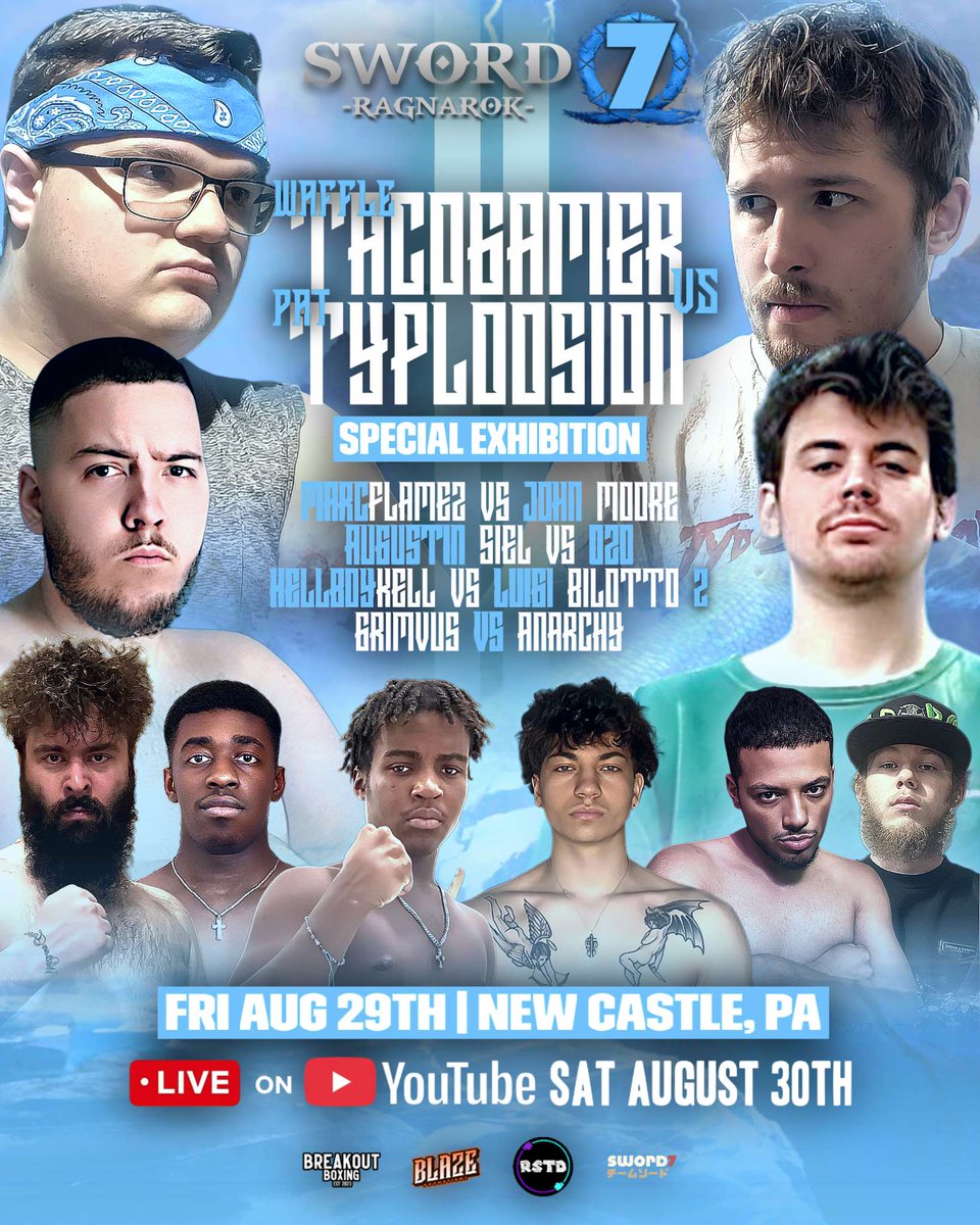 I'm officially the Co-Main event on Sword 7: Ragnarök!
Update on the date switches, I'll be fighting FRIDAY, AUGUST 29TH. If you can't make it, the pre-recorded live stream will be up Saturday, August 30th!  <a href="/TeamSword7/">Sword 7</a>

Prices for sponsorships have been reduced, so if you are