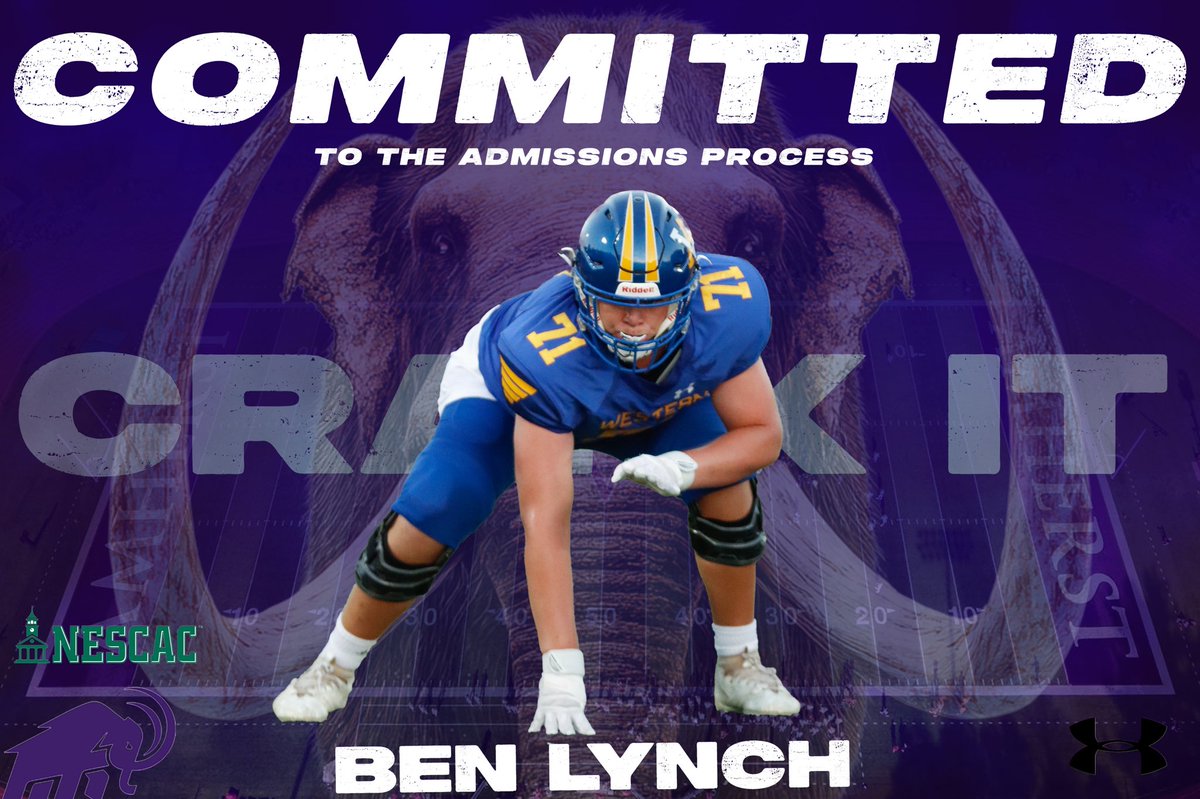 Ben Lynch (@benlynch2026) on Twitter photo I am grateful and blessed to announce my commitment to Amherst College! Thank you to my family, friends, coaches, and teammates for their support throughout this journey. Go Mammoths!! 🦣🟣 #CrankIt
<a href="/CoachMBallard/">Matt Ballard</a> <a href="/CoachEJMills/">EJ Mills</a> <a href="/coachgeenty/">Turner Geenty</a> <a href="/Coach_MGrove/">Malik Grove</a> <a href="/WA_FBALL/">Western Football</a> <a href="/Coach_Redmond/">Coach Redmond</a> I am grateful and blessed to announce my commitment to Amherst College! Thank you to my family, friends, coaches, and teammates for their support throughout this journey. Go Mammoths!! 🦣🟣 #CrankIt
<a href="/CoachMBallard/">Matt Ballard</a> <a href="/CoachEJMills/">EJ Mills</a> <a href="/coachgeenty/">Turner Geenty</a> <a href="/Coach_MGrove/">Malik Grove</a> <a href="/WA_FBALL/">Western Football</a> <a href="/Coach_Redmond/">Coach Redmond</a>