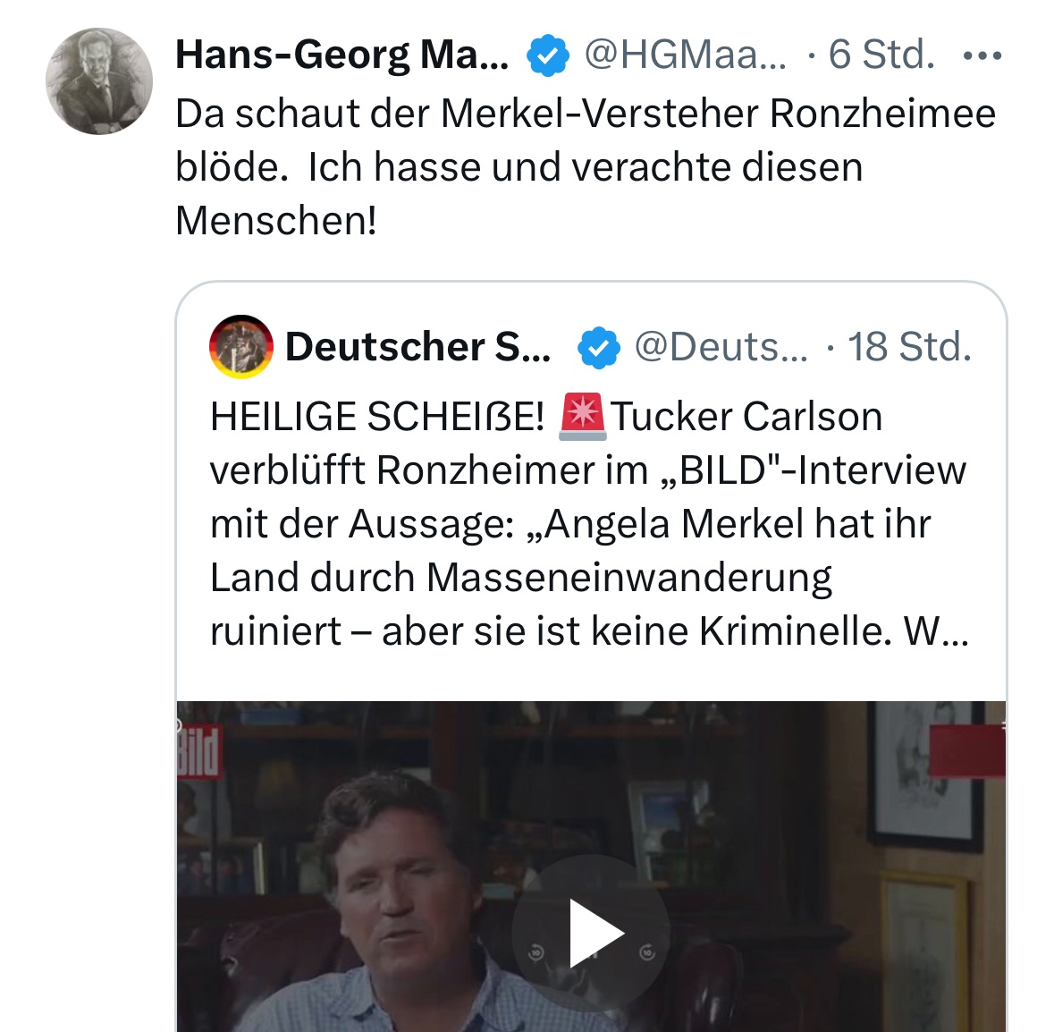 berthoppe's tweet image. Der Mann, der hier den Putin-Fan Tucker Carlson abfeiert, war 2015 für die deutsche Spionageabwehr verantwortlich. Im Sommer dieses Jahres wurde das Computernetz des Bundestages wochenlang vom russischen Geheimdienst übernommen.