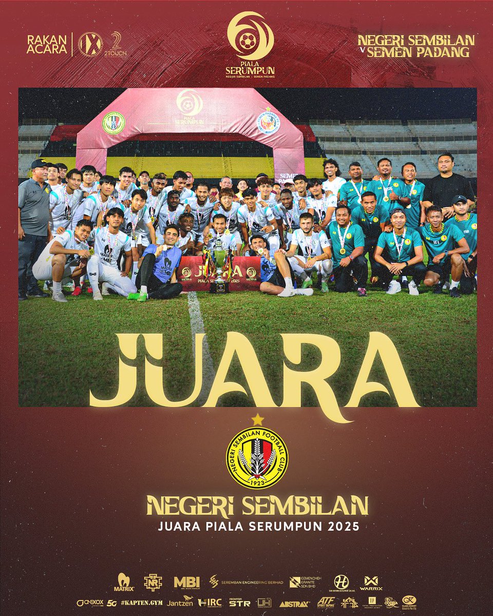 nsfc1923's tweet image. WE ARE THE CHAMPIONS 🏆
Piala Serumpun 2025 milik kito! 🟡⚫️🔴
𝙄𝙣𝙞 𝙋𝙖𝙧𝙤𝙞 𝙅𝙖𝙣𝙜𝙖𝙣 𝙈𝙖𝙞𝙣
#NSFC
#HobinJangHobin
#PialaSerumpun2025