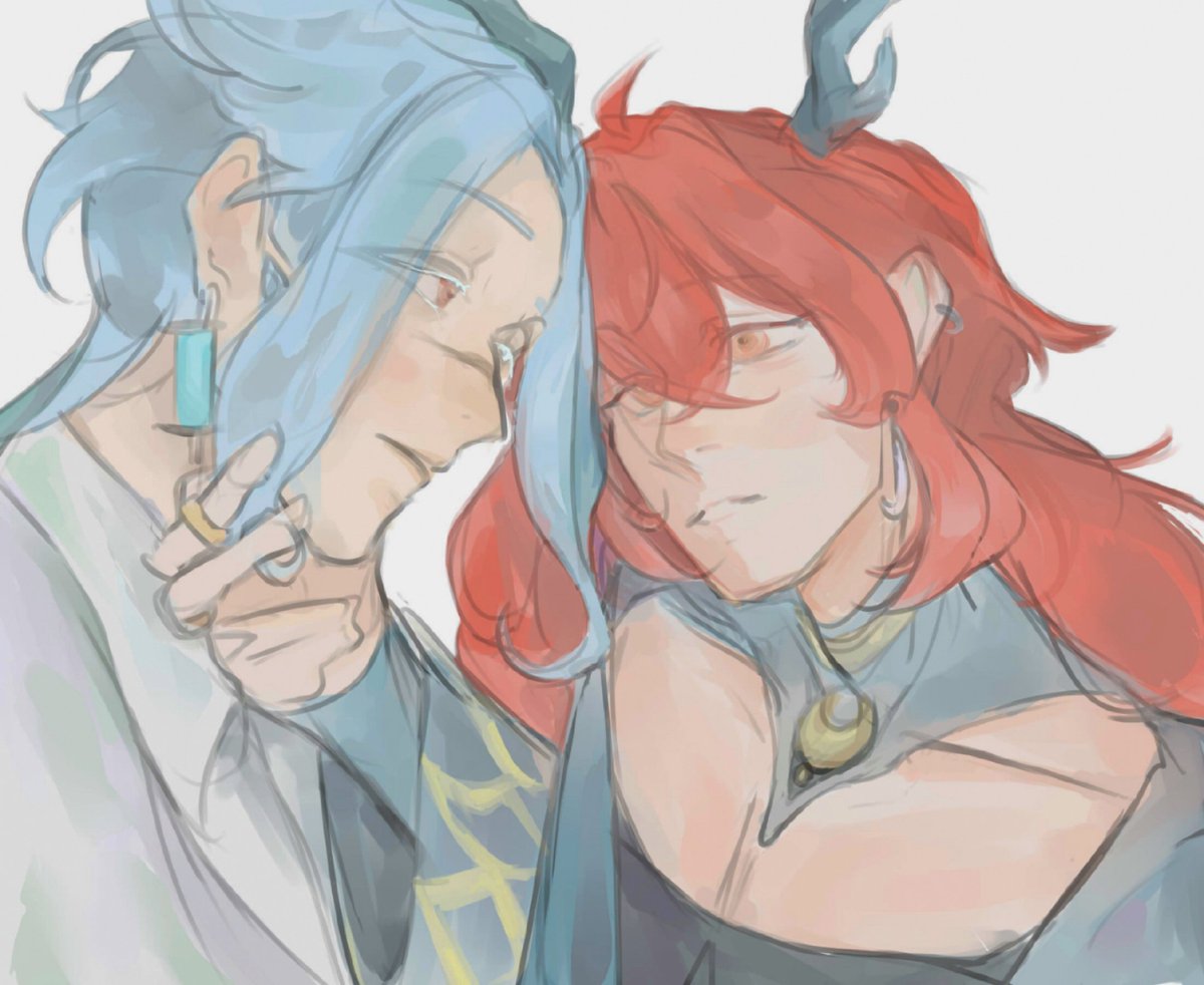 #dottoluc #dilttore #genshinimpact    #diluc #dottore 

i still think about you with the same look in my eyes.. 

i'm hooked on the latest trailer and soundtrack, that's why I wanted to draw diluc as «frostmoon scions».