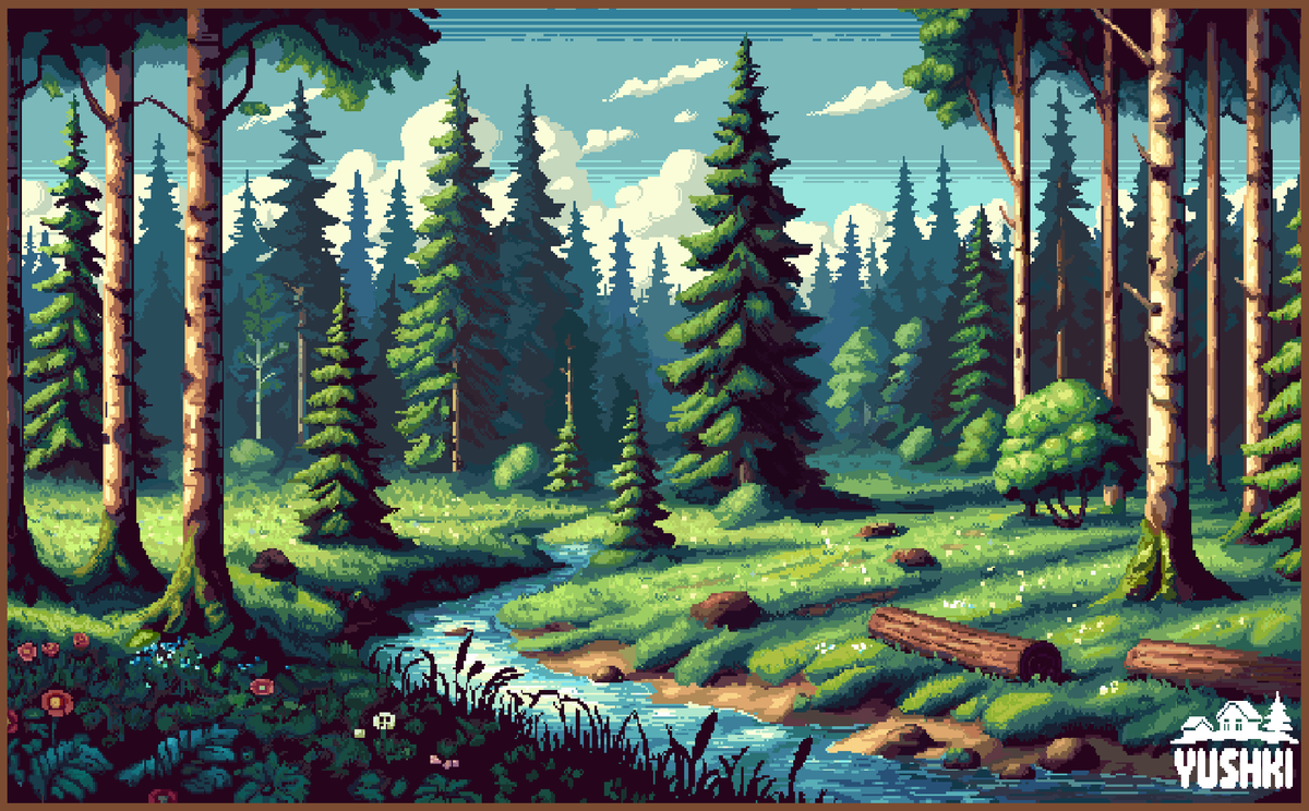 YushkiArtDev's tweet photo. Where side quests begin 🌲📜

#yushkiart #pixelart #aseprite #ドット絵 #spriteart https://t.co/vWm6JeK2Mo