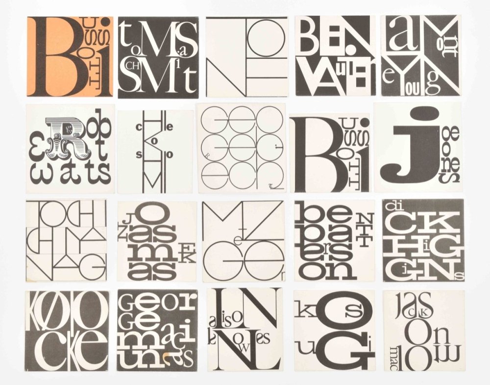 DlSPUTED's tweet image. Fluxus monogram name cards designed by George Maciunas.