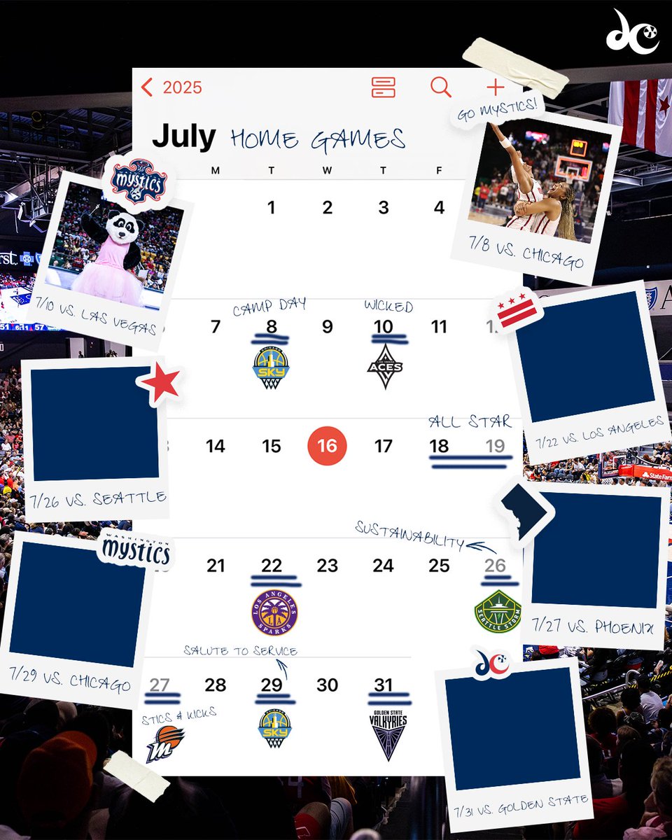 WashMystics's tweet image. Nothing beats games at home ❤️
Mark your calendars. There's more Mystics basketball heading your way!