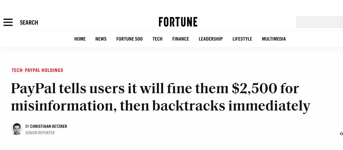 Grummz's tweet image. PayPal wanted to fine you $2500 for what they deemed “misinformation,” later claiming that this was an “error.”
LOL, like legal terms requiring thousands of dollars of legal work just routinely “slip into” TOS agreements.