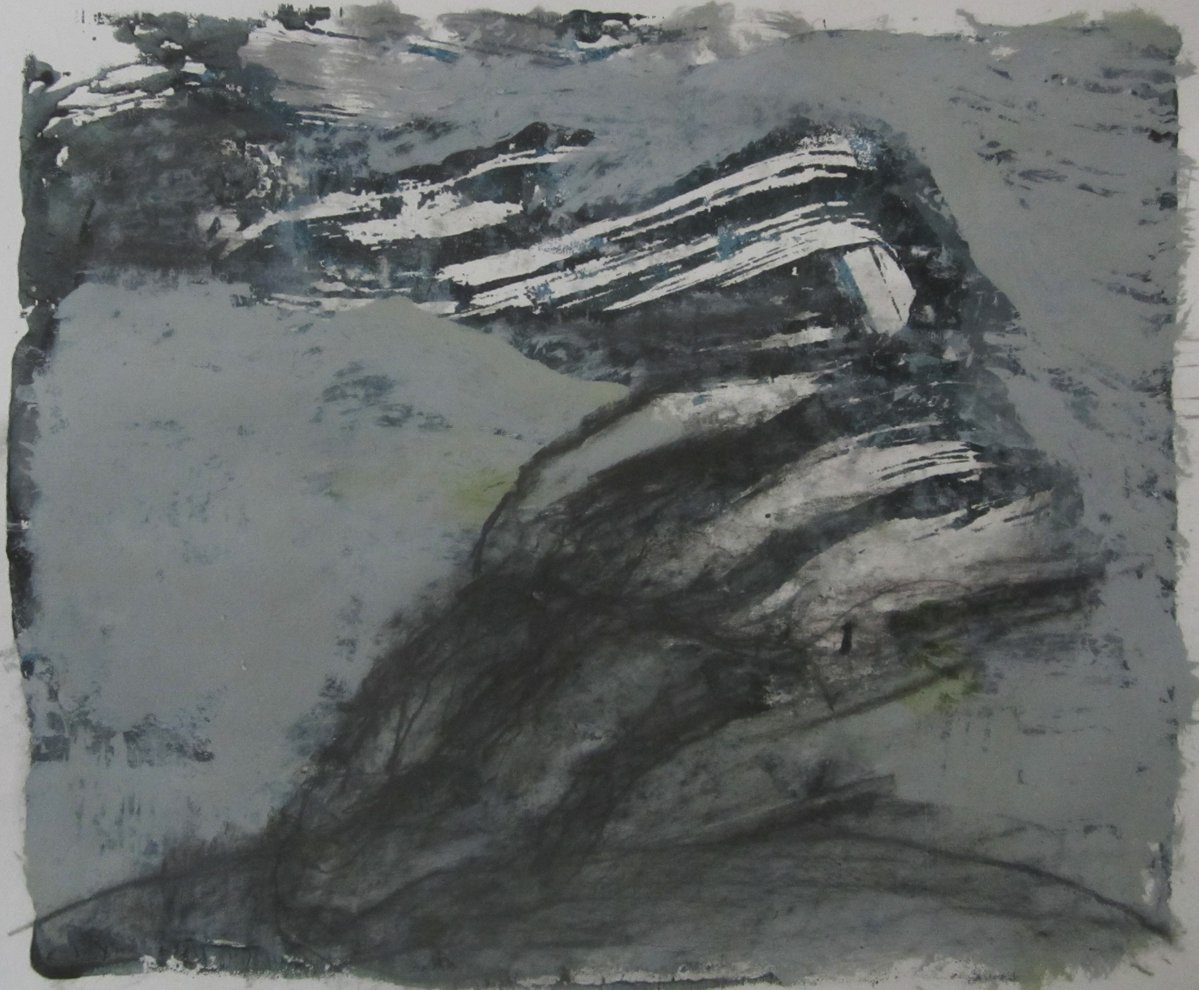 hobothumb's tweet image. good morning 😺 flapping bacon...&...dark path acrylic mixed media on bristol, 14x17"
