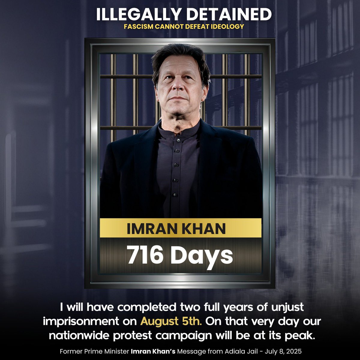 🧵Part 1/n

“When a nation rises for its rights, no force on earth can suppress it. I remain a free man, even in jail, but my nation is trapped in a prison where there is no independent judiciary, no genuine democracy, and no free media. Every Pakistani must rise up for their