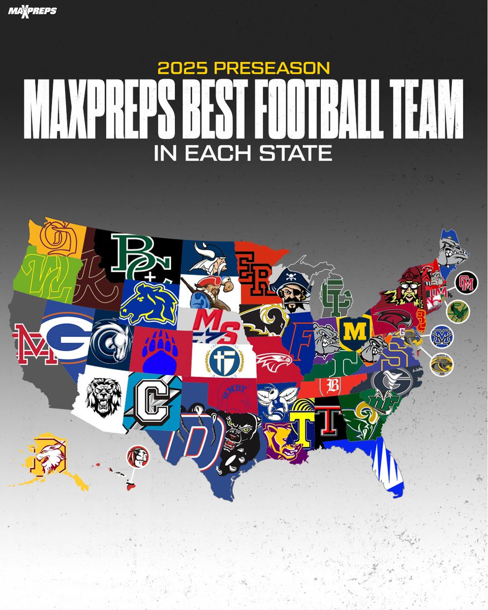 MaxPreps's tweet image. The best high school football team in all 50 states entering the 2025 season. 🔥🏈
Every state⬇️
maxpreps.com/news/Ztt3MldQC…