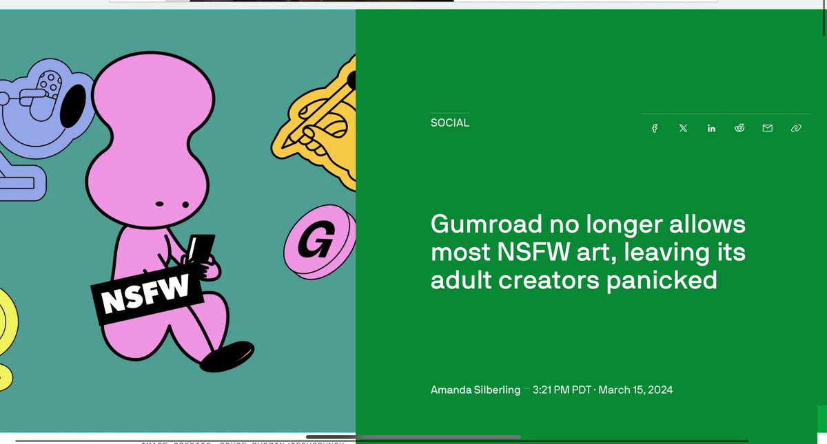 Grummz's tweet image. Payment processors shut down and censored artists on gumroad, pixiv and many Japanese art sites.
Some was porn, some was merely adult.