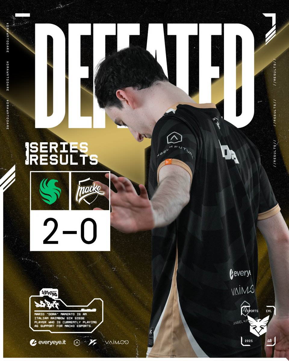 Close match, but unfortunately we lose ❌
We're out of the EML Playoffs, but tomorrow's match will decide qualification for the EWC 🏆

ABBIAMO UN SOGNO NEL CUORE 🙌⬛🟨

#DrawnToDare #EML #R6S