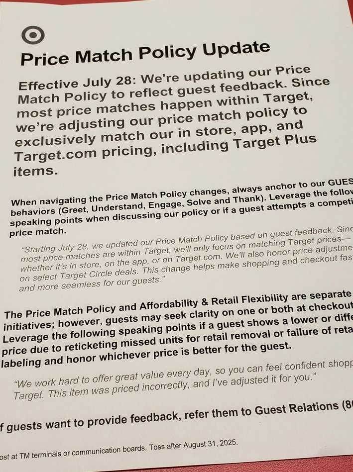Nintendeal's tweet image. Target will apparently stop price matching competitors starting July 28 "to reflect guest feedback"