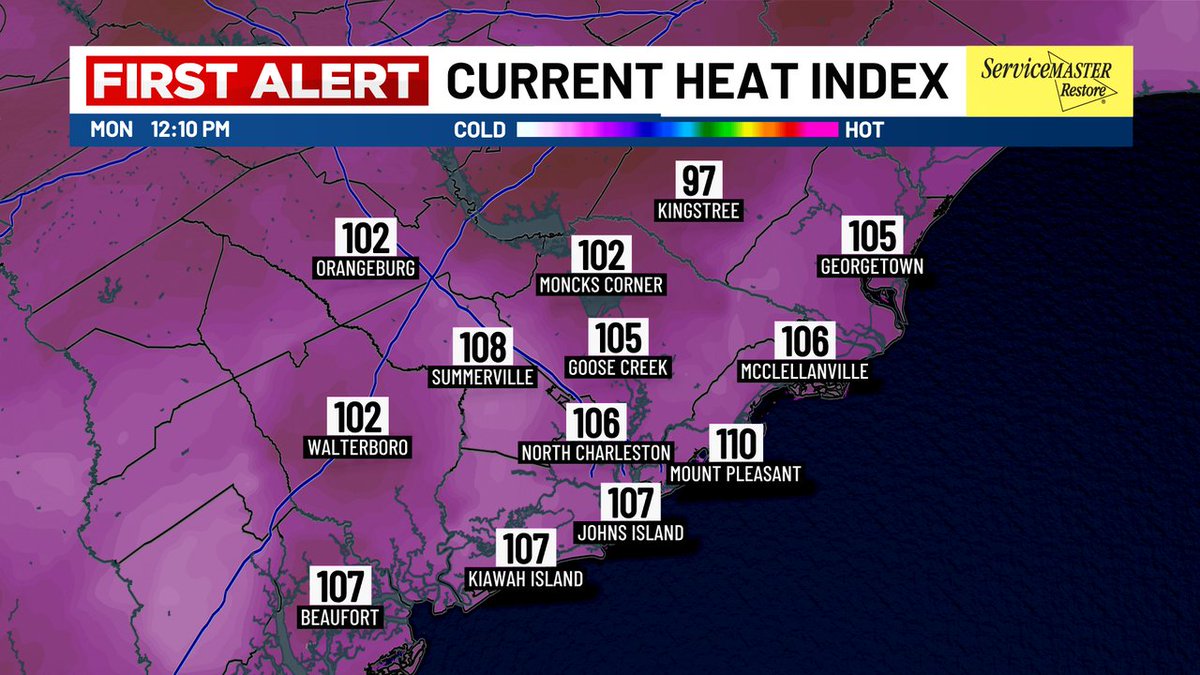 BILLWALSHTV's tweet image. FIRST ALERT// Already Dangerous Heat Index Temps Right Now // Stay cool & hydrated, take breaks, check on elderly folks and don't forget pets.