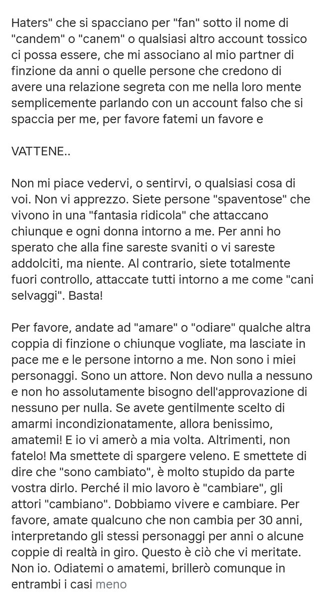 Ogni volta è costretto a scrivere e precisare le cose perché alcune fan "haters " ormai attaccano e distruggono ogni cosa con le loro malattie....sono " spaventose " dice bene Can,ormai esasperato da ciò che è costretto a subire,è un attore porca miseria non vs figlio!
#CanYaman