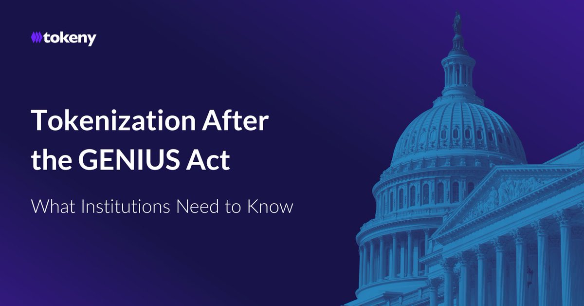 TokenySolutions's tweet image. 🔥The GENIUS Act is now law, marking one of the most significant moments in the history of digital assets. But what does this mean for tokenization and the institutions building onchain?
Explore how this will shape the future of tokenized finance: bit.ly/44ILW5L