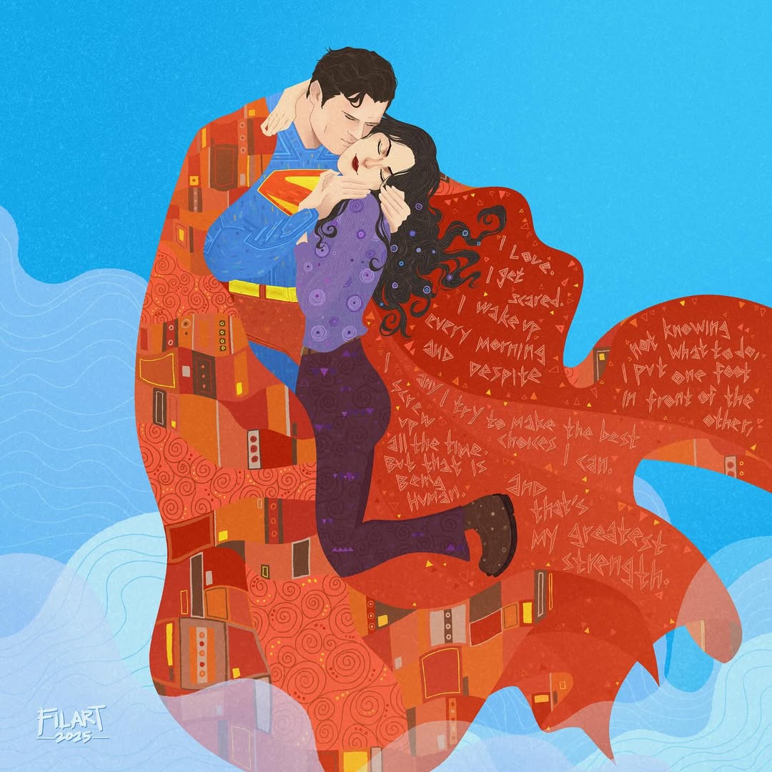 purpleselina's tweet image. Batman and Catwoman & Superman and Lois by Sean Filart
– Inspired by Gustav Klimt's 'The Kiss'