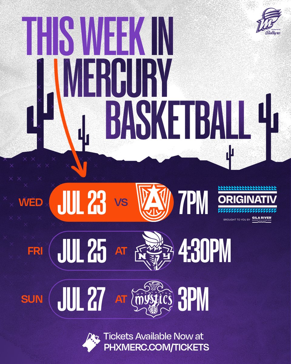 PhoenixMercury's tweet image. Back to business after a weekend of celebration!
BG makes her return to The Valley on Wednesday before the Mercury jump on an extended road trip.
🎟️ Tickets vs ATL here! bit.ly/46EZ1Oy