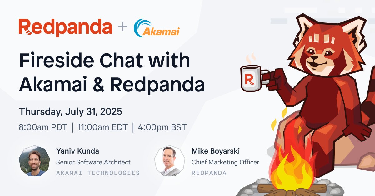 redpandadata's tweet image. 🔥 VIRTUAL FIRESIDE CHAT: Akamai &amp;amp; Redpanda

Join two savvy #tech leaders as they go behind the scenes to share how @Akamai replaced #ConfluentCloud with Redpanda for supercharged performance, laughably low costs, and — more importantly — a massive reduction in stress 👀 

🗓️…