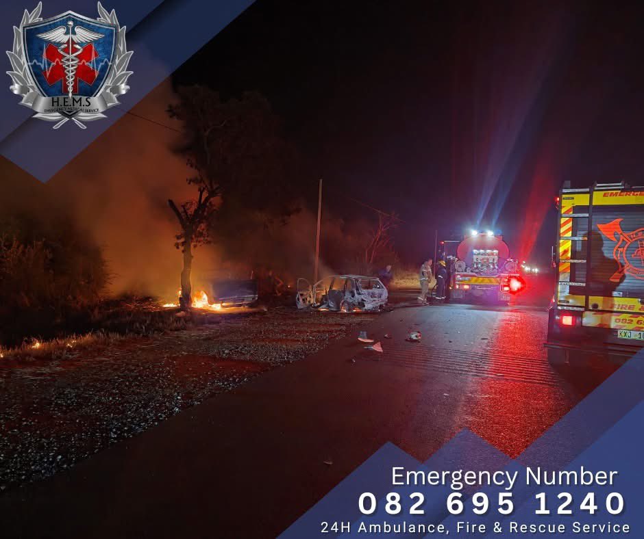 Via Hartbeespoort Emergency Medical Services 

Tragic Accident Near Letlhabile Claims Three Lives

Friday, Our ambulance and fire and rescue crew responded to a serious accident involving two vehicles near Letlhabile. Upon arrival, both vehicles were already engulfed in flames