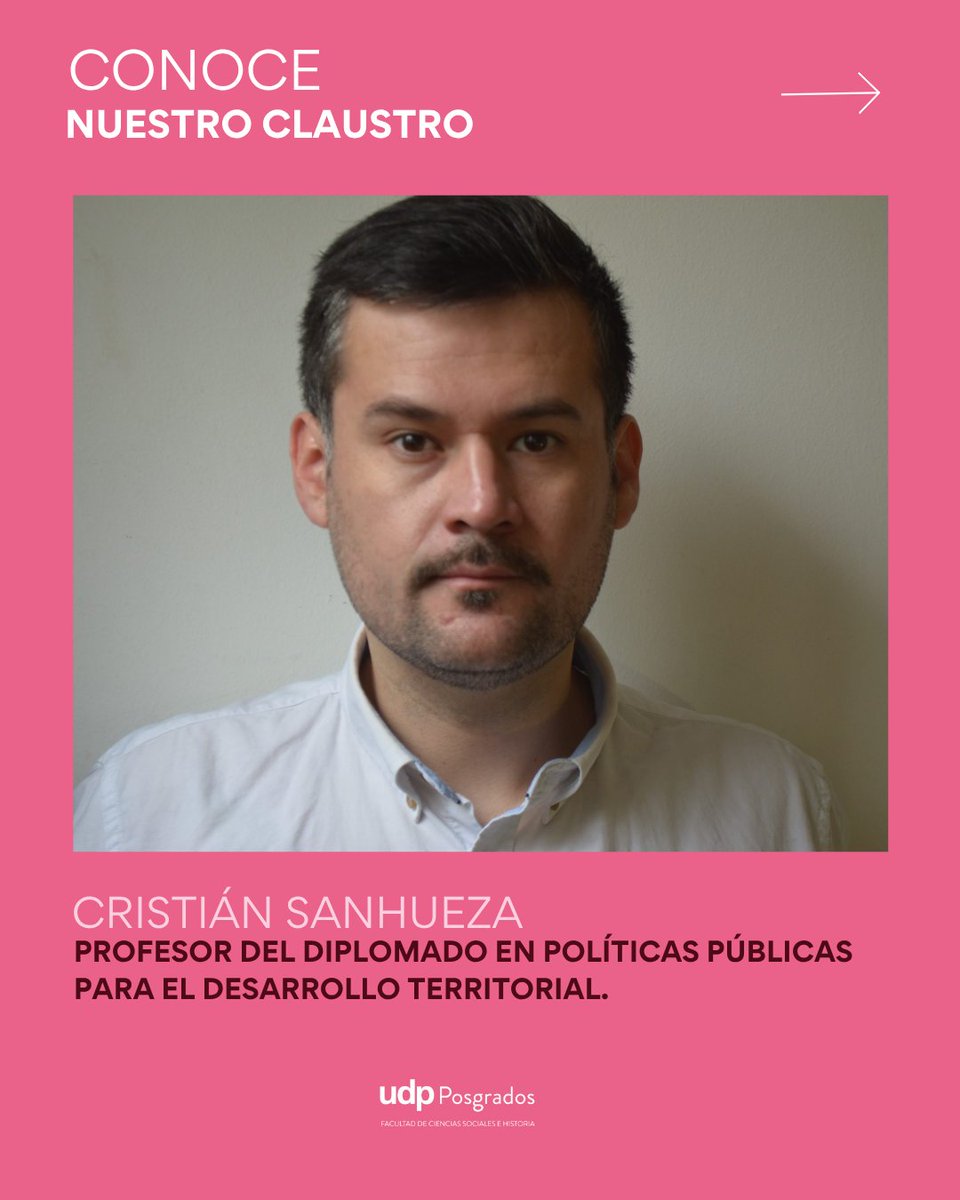 Posgr_fcsh_UDP's tweet image. 👨🏫 Conoce a Cristián Sanhueza, profesor del Diplomado en Políticas Públicas para el Desarrollo Territorial UDP. Imparte el curso sobre pueblos indígenas, migración y políticas interculturales.
📅 Postula al 31 de agosto. t.ly/Ecbyk