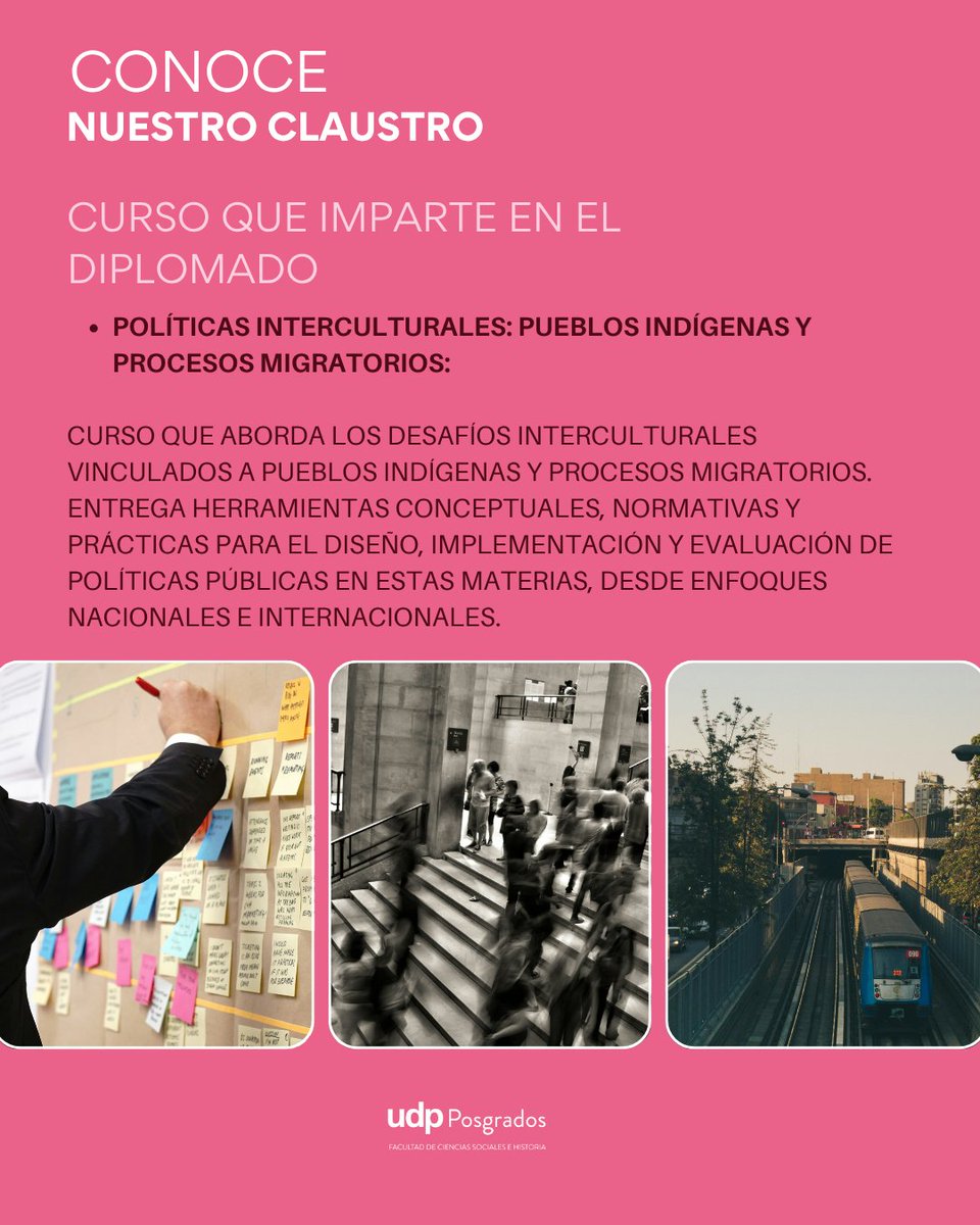 Posgr_fcsh_UDP's tweet image. 👨🏫 Conoce a Cristián Sanhueza, profesor del Diplomado en Políticas Públicas para el Desarrollo Territorial UDP. Imparte el curso sobre pueblos indígenas, migración y políticas interculturales.
📅 Postula al 31 de agosto. t.ly/Ecbyk