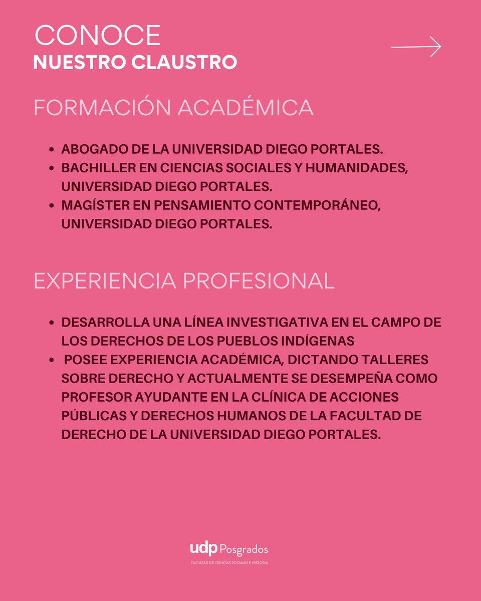 Posgr_fcsh_UDP's tweet image. 👨🏫 Conoce a Cristián Sanhueza, profesor del Diplomado en Políticas Públicas para el Desarrollo Territorial UDP. Imparte el curso sobre pueblos indígenas, migración y políticas interculturales.
📅 Postula al 31 de agosto. t.ly/Ecbyk