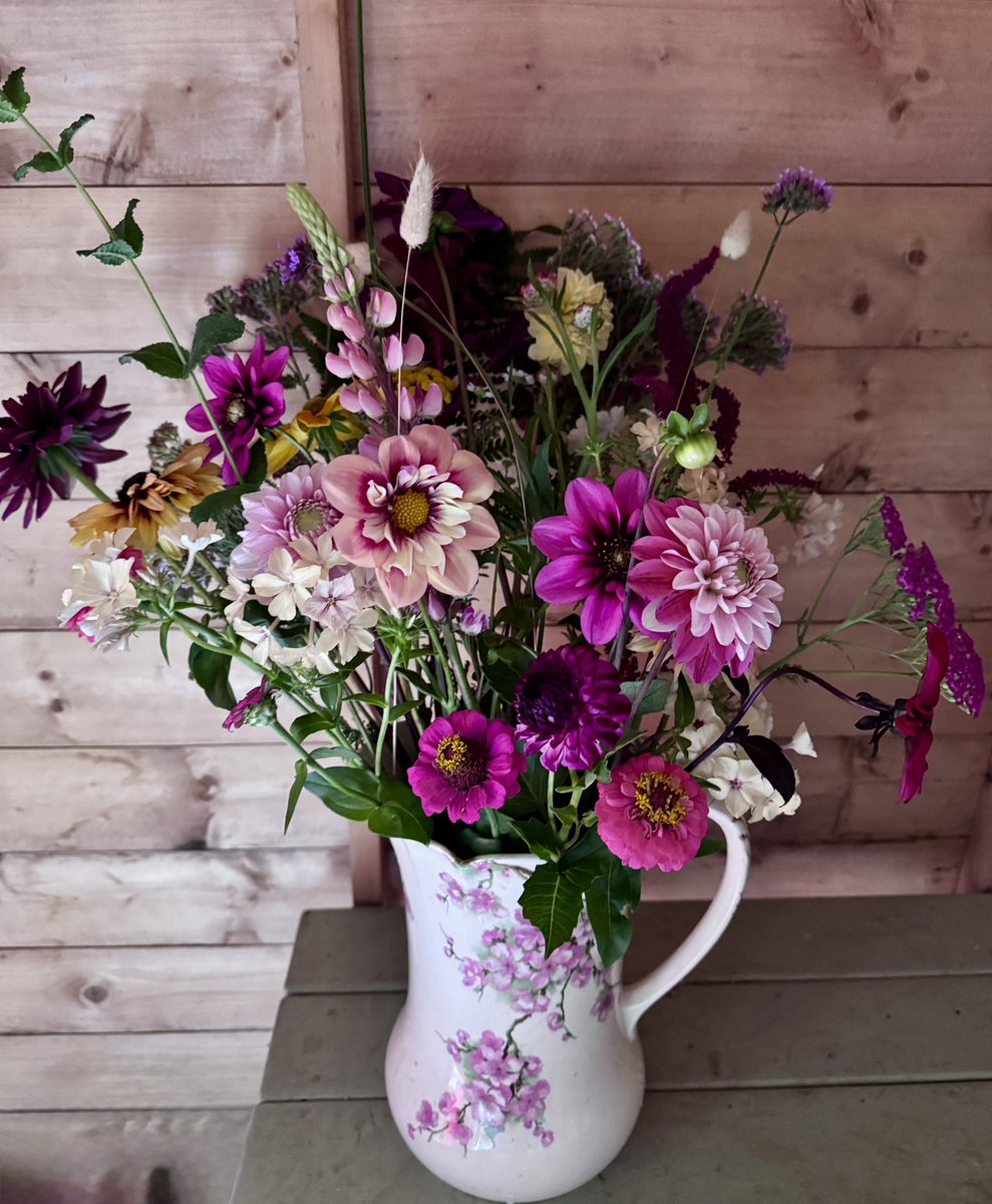 GardenBrocante's tweet image. So this was the bouquet I made today. Well obviously, it’s still in the jug, at this point! 🙄😂
Sunny day here. Hosepipe ban starts tomorrow, so when it doesn’t rain the watering cans will come in useful!
Have a lovely evening 💐