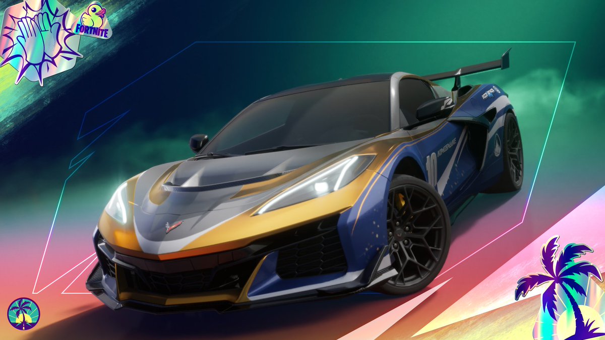 HYPEX's tweet image. NEW FREE REWARDS STARTING TOMORROW:
• 3x Sprays
• 1x Emoticon, 1 Banner
• 1x Wrap & 1x Pickaxe
• Chevrolet Corvette ZR1 Bundle
• “The Zephyr Song” Jam Track (Red Hot Chili Peppers)