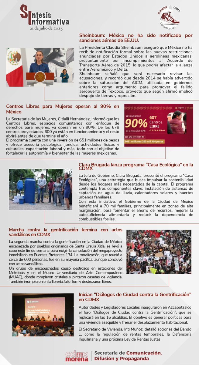 SRIACOMUMORENA's tweet image. 📌 Síntesis Informativa | 21 de julio de 2025 📰