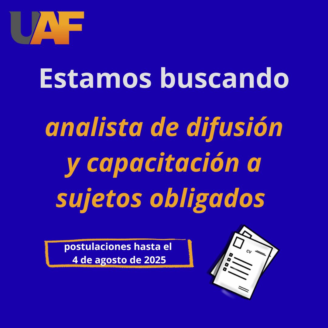 Unidad de Análisis Financiero de Chile (@uaf_chile) on Twitter photo Hoy publicamos el llamado a Presentación de Antecedentes para proveer el cargo de analista de difusión y capacitación a sujetos obligados del Área de Difusión y Estudios.
Revisa los requisitos y plazos en empleospublicos.cl/pub/convocator…
#HayEmpleo #TrabajaEnElEstado <a href="/ServicioCivilCL/">Servicio Civil</a> Hoy publicamos el llamado a Presentación de Antecedentes para proveer el cargo de analista de difusión y capacitación a sujetos obligados del Área de Difusión y Estudios.
Revisa los requisitos y plazos en empleospublicos.cl/pub/convocator…
#HayEmpleo #TrabajaEnElEstado <a href="/ServicioCivilCL/">Servicio Civil</a>